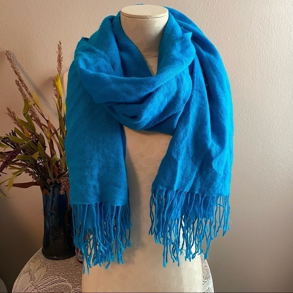 Pashmina Fringe Scarf Aqua - Picture 1 of 9